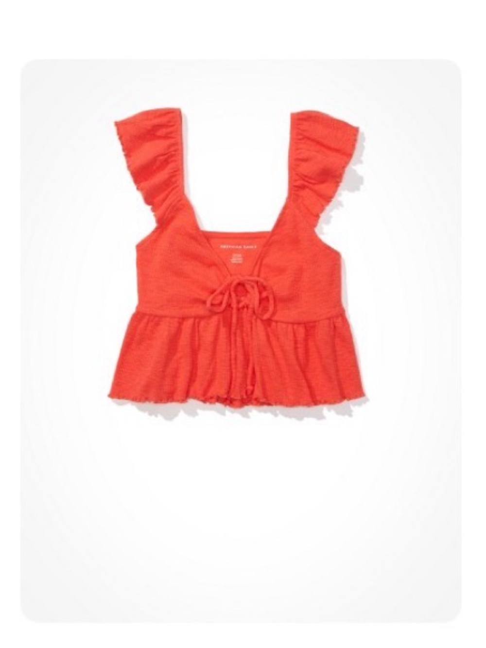 American Eagle Outfitters Coral Ruffled Tie-Front Peplum Tank